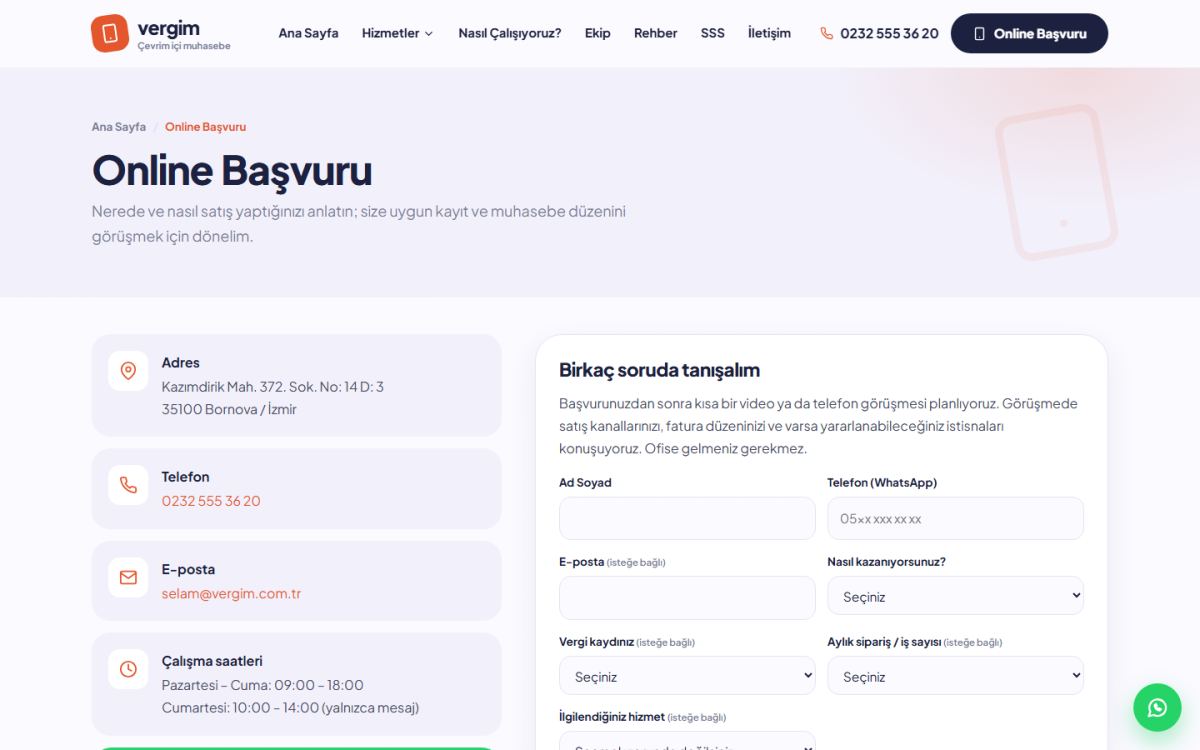 Vergim – E-Ticaret ve Freelancer Muhasebe Web Sitesi ekran görüntüsü 5