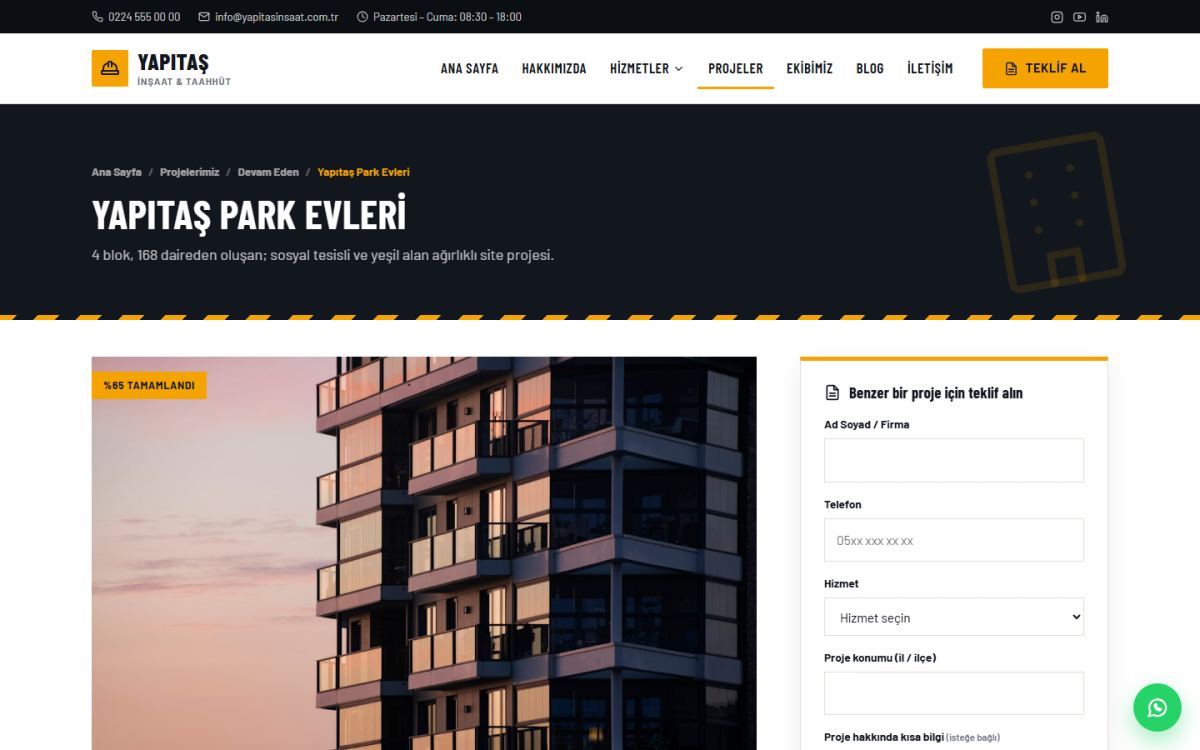 Yapıtaş – İnşaat & Yapı Web Sitesi ekran görüntüsü 4