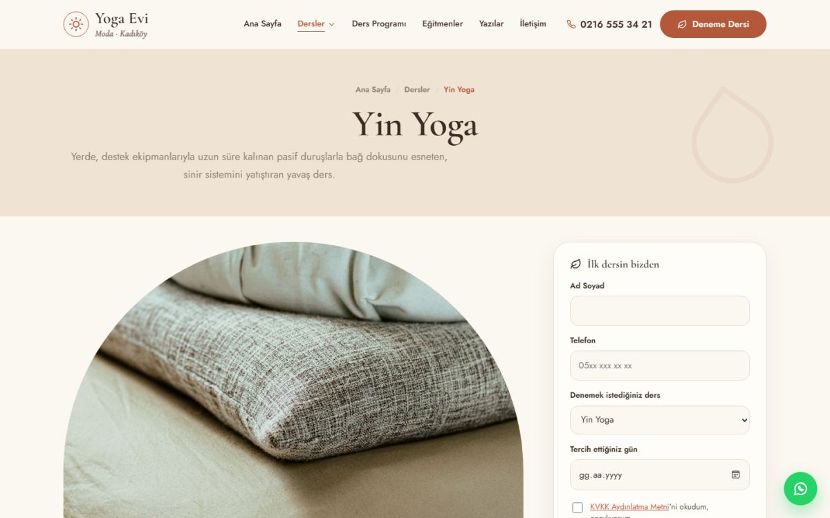 Yoga Evi – Yoga & Meditasyon Stüdyosu Web Sitesi ekran görüntüsü 2