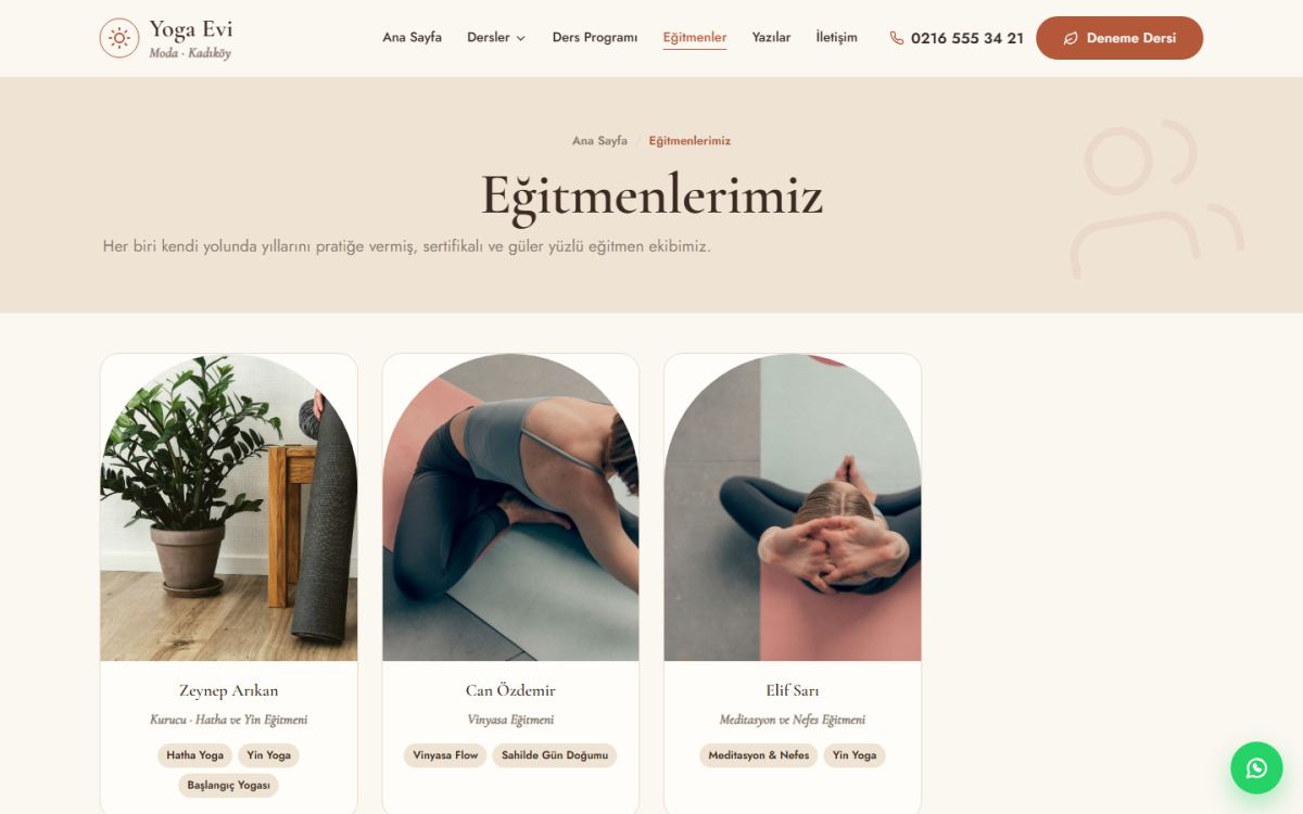 Yoga Evi – Yoga & Meditasyon Stüdyosu Web Sitesi ekran görüntüsü 4
